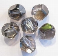 5 x Luxe effect glaskraal geslepen black diamond AB 12 mm