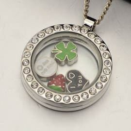 Floating Charms & Memory Locket RVS compleet zonder ketting