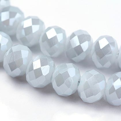 1 x Streng met ca. 100 glaskralen facet rondelle briolette kristal – 6 x 4mm, gat 1 mm – WhiteSmoke