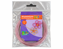 1 rol Vaessen Creative aluminiumdraad 2 mm x 5 m – roze (Nikkelvrij)
