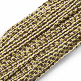 4 meter Metallic gevlochten koord – katoen/polyester mix – 2 mm – Yellow Brown met goudkleurige draad