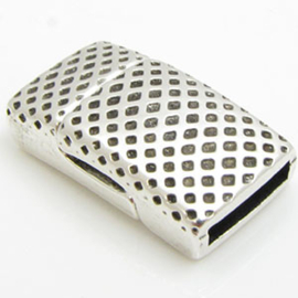 1x DQ metaal magneet sluiting ca. 23 x 13mm met gat 10 x 2,5mm antiek zilver kleur (Nikkelvrij)