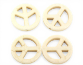 1 x Edelsteen kraal Howliet peace teken 25 x 4 mm – gat 1,5 mm – ivoorkleur