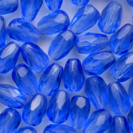 15  x ovaal Tsjechië  kraal kristal facet 7 mm kleur:  blauw gat: 1mm