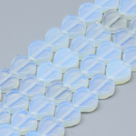2 x hart glas kraal van witte opalite 10 x 10 x 5mm gat: 1,5mm