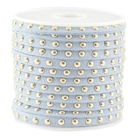 20 cm Imi. Suède leer 5mm met studs goud Dusk blue