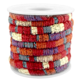 20 cm Trendy gestikt koord 6x4mm Multicolor red-orange-purple