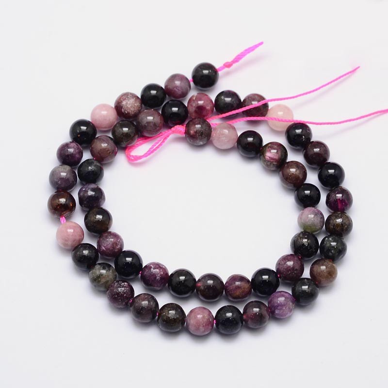 10 x edelsteen kralen van Toermalijn – 8 mm – gemixte kleuren – gat ca. 1 mm