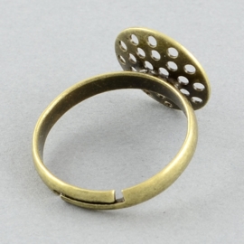 Verstelbare basis ring, diameter c.a.18 mm , maat van de ringdop: 14mm geel koper kleur