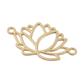 1 x Metalen verdeler lotusbloem 23.5 x 14 mm – gat 1.6 mm – goudkleur – Rack Plating (Nikkelvrij)