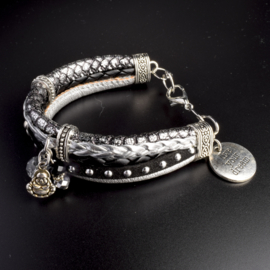 Prachtige armband, verstelbaar met metalen elementen bedel live your dream