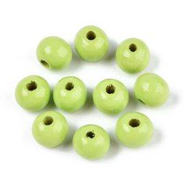 20 x Houten kralen rond 8 x 7 mm – gat 2 mm – Green Yellow