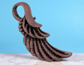 4 x Metalen engelenvleugeltje bedel – roodkoper kleur – 32 x 11 x 3 mm – oogje ca. 7 x 4 mm