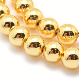 10 x synthetische Hematiet kralen rond 6mm goud gat: 1mm