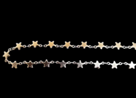 50cm Jasseron ketting met sterren, de ster is 6 x 1,4 mm