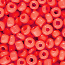 20 gram Glaskralen Rocailles 6/0 (4mm) Neon coral red