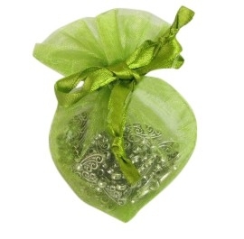 20 x luxe hartvormige organza zakjes 10cm x 8.75cm lime (op is op!)