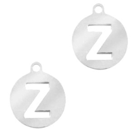 Roestvrij stalen (RVS) Stainless steel bedel rond 10mm initial coin Z