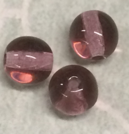 10 Stuks doorzichtige met paarse gloed ronde glaskralen 6 mm gat 1 mm