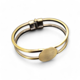 Messing cuff armband 44 x 61,7 x 13 mm rond plaatje 20mm geel koper kleur