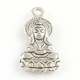 3 x Tibetaans zilveren Boeddha Buddha 26 x 13mm  gat: 2,5mm