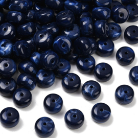 10 x Acryl kralen rondelle two tone opaque 14,5 x 10 mm – gat 2 mm – Dark Blue