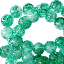 40 x 6 mm glaskralen transparant gemêleerd Emerald gree