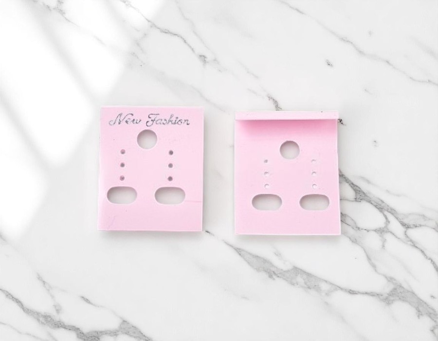 50 x Plastic kaartjes voor oorbellen – roze – ca. 30 x 40 mm