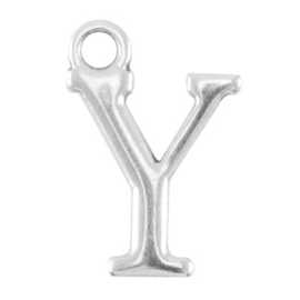 DQ bedel Letter Y - Antiek Zilver  15,5 x 9,5 mm oogje: van Ø 1,9 mm (Nikkelvrij)