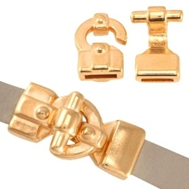 DQ metaal haak slot (voor 10mm plat DQ leer of trendy koord) Rosé goud (nikkelvrij)