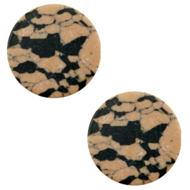 1 x Cabochon basic plat stone look 12mm Sand brown-black