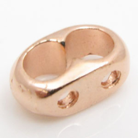 1 x DQ metaal schuiver ca. 6x12mm gat 2x4mm rosé goud kleur (Nikkelvrij)