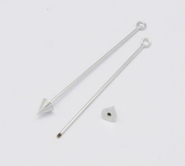 1 x  Wisselhanger zilverkleur met schroefdopje 52~59x6mm, pin 1,5mm oogje: 4mm