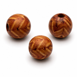 20 x Afrikaanse ronde houten kralen 15 x 16 mm – gat ca. 3~4 mm – met print