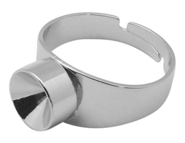 Per stuk prachtige verstelbare basis ring zilver 17 diameter voor 8mm puntsteen (Nikkelvrij)