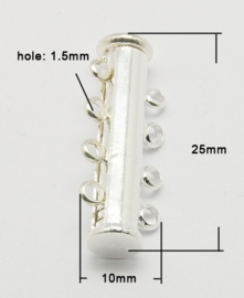 Magneetsluiting 4 strengen 25 x  6mm oogje 2mm verzilverd