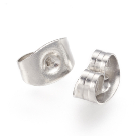 10 x Non-tarnish 316 chirurgisch RVS oorbelstoppers, vlinder oorbelachterkantjes 4,5 x 6,5 x 3,2 mm, gat: 0,7 mm