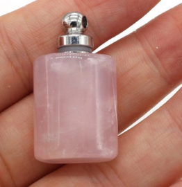 Gedenk hanger mini urn van edelsteen Rose Quartz