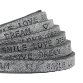 Per 20 cm Plat 5 mm DQ leer met "smile love dream" print Antracita zwart