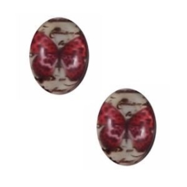 2 x Glas Cabochon 18x13 mm Vlinder