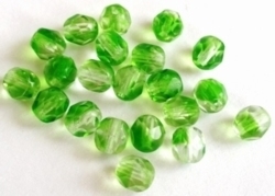 10 x Glaskraal facet kristal peridot groen/transparant twodrops 6 mm Bak