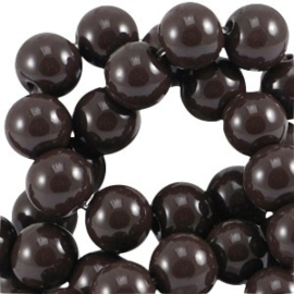 20x Glaskralen opaque 8mm Dark chocolate brown