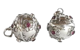 Echt Sterling 925 zilveren harmony ball Engelenroeper kooi met strass met klankbol 20mm