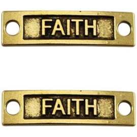 1x Bedel Faith 2 ogen Antiek Goud 34x9 mm