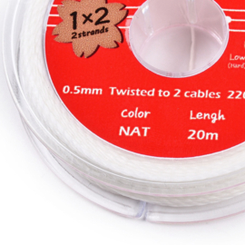 1 rol Waxkoord katoen 0,5 mm – 20 meter – wit