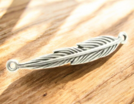 1 x DQ Metaal tussenstuk veer antiek zilver 40 x 7mm, oogje 2mm (Nikkelvrij)