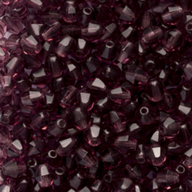 20 x  bicone Tsjechische kralen Kristal 5 mm Kleur: donker paars gat c.a.: 1mm