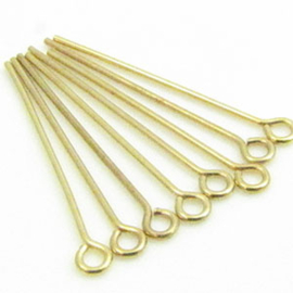 10 x DQ metaal  Kettelstift  25 x 0,7mm  Goudkleur (Nikkelvrij)