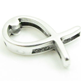DQ metaal schuiver vis 28x17mm voor 13mm leer antiek zilverkleur (Nikkelvrij)