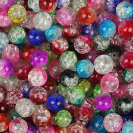 30 x mooie mix ronde crackle glaskralen van 8mm